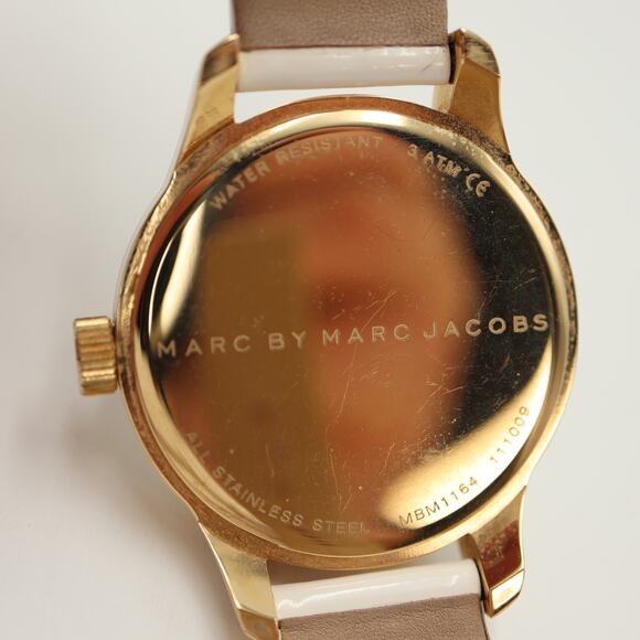 Marc Jacobs Lidia Stripe Gold Tone White 40mm Glitz Womens Watch w New Battery main image 7